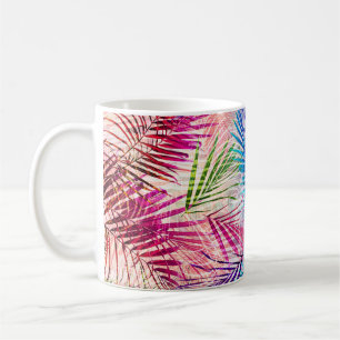 Caneca De Café Padrão de Sobreposição de Folhas de abstrato Water