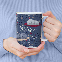 Caneca De Café Padrão de Sonhos de Gato Sonolento e Bonito