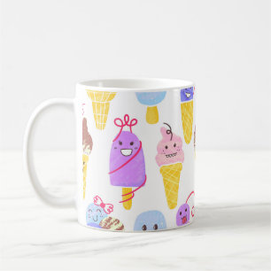 Caneca De Café Padrão de Sorvetes Kawaii, Caractere Kawaii Ice C