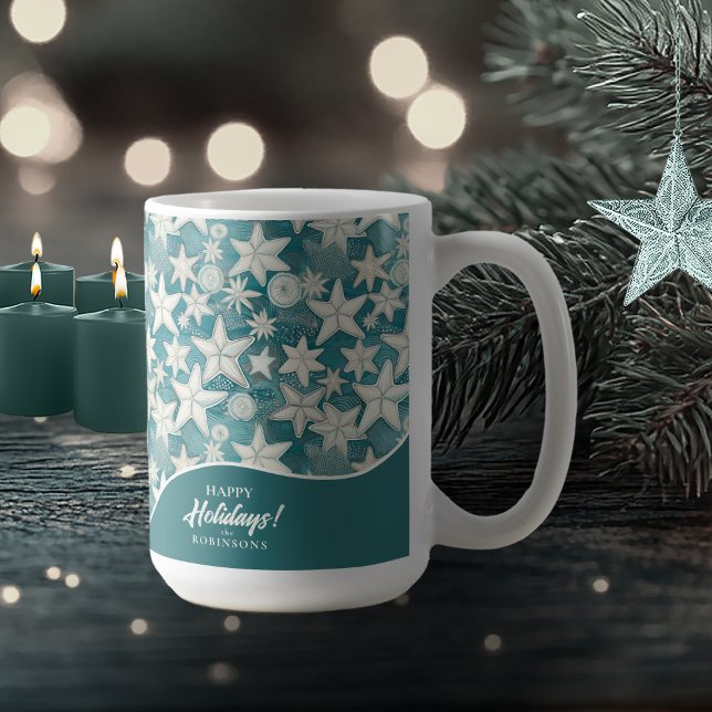 Caneca De Café Padrão de Starfish e Dólares de Areia Estilizado#2 (Criador carregado)