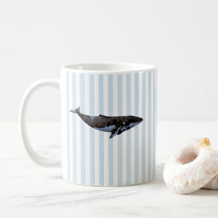 Caneca De Café Padrão de Stripe Náutica de Baleia