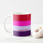Caneca De Café Padrão de Stripes Vermelhas, Rosa e Púrpura<br><div class="desc">Comece seu dia com um salto de cor usando a caneca de café vermelha, rosa e púrpura com stripes. Com um design de riscado ousado, esta caneca adiciona um na moda e vibrante toque à sua rotina matinal. Perfeito para café, chá ou chocolate quente, também faz um presente de excelente...</div>