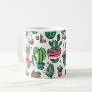 Caneca De Café Padrão de Suculência em Cactos