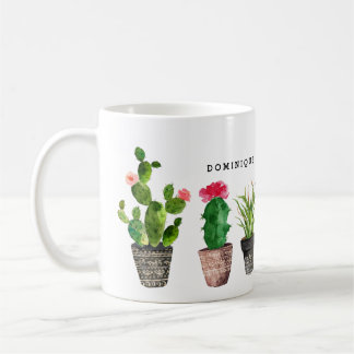 Caneca De Café Padrão de Suculentes de Aquarela de Boho Personali