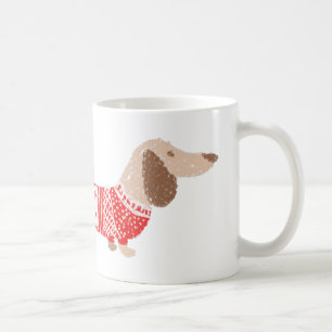 Caneca De Café Padrão de Suéter de Natal Vermelho para Cachorro V