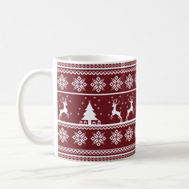 Caneca De Café Padrão de Suéter de Rena de Natal (Esquerda)