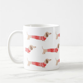 Caneca De Café Padrão de Suéter Vermelho de Natal do Cachorro Vie