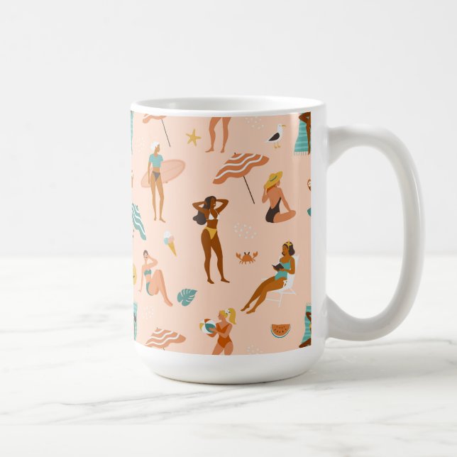 Caneca De Café Padrão de Sunbathers de Praia (Direita)