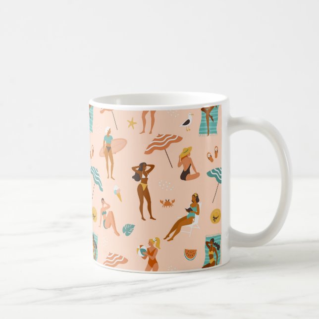 Caneca De Café Padrão de Sunbathers de Praia (Direita)