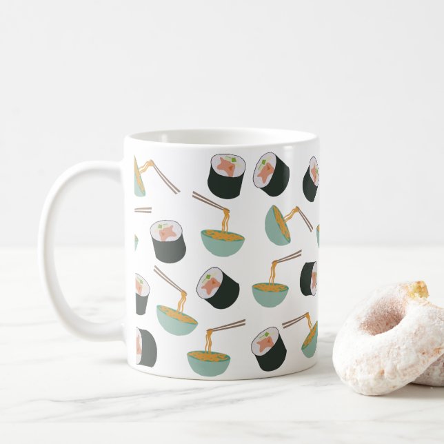 Caneca De Café Padrão de Sushi e Noodles (Com Donut)