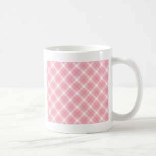 Caneca De Café Padrão De Tartan Cor-De-Rosa E Branco