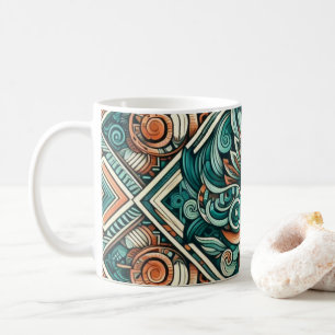 Caneca De Café Padrão de Teal e Terracotta inspirado no asttec