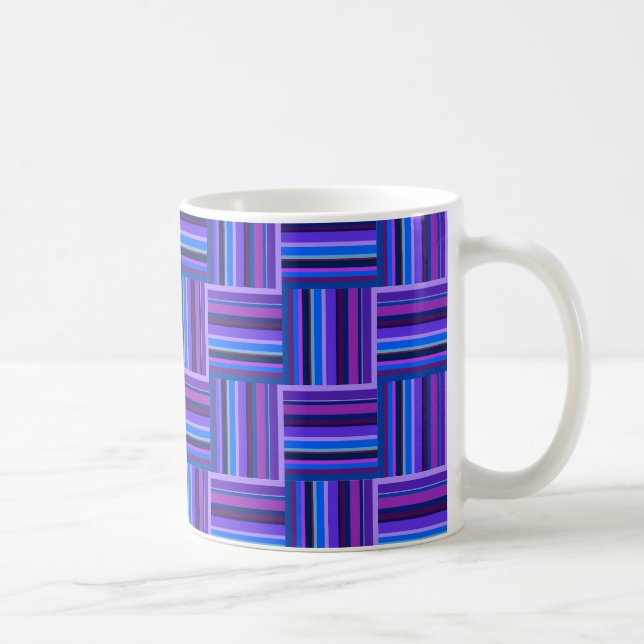 Caneca De Café Padrão de tecelagem de fitas azuis e roxas (Direita)