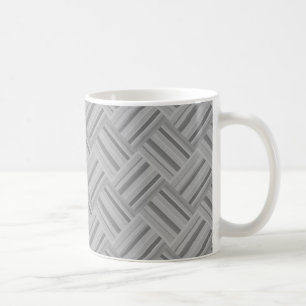 Caneca De Café padrão de tecelagem diagonal das faixas de cinza