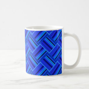 Caneca De Café Padrão de tecelagem diagonal de faixas azuis