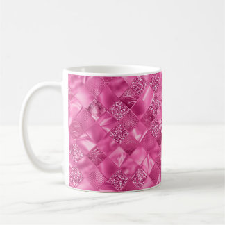Caneca De Café Padrão de tecelagem quadrada de multitextura rosa