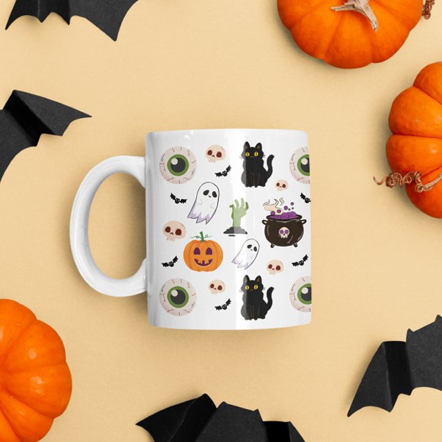 Caneca De Café Padrão de templo de halloween fofinho (Criador carregado)