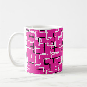 Caneca De Café Padrão de tendência branco preto-roxo magenta