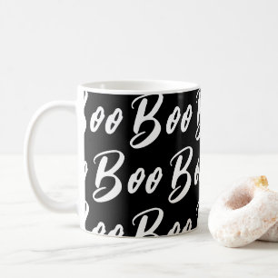 Caneca De Café Padrão de texto de preto e branco do Halloween