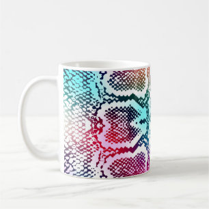 Caneca De Café Padrão de Textura de Pele Cobra colorida.