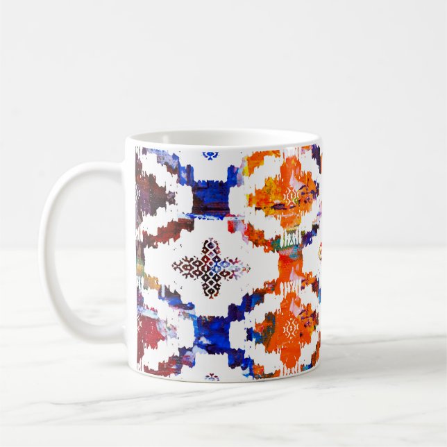 Caneca De Café Padrão de textura geométrica com efeito de aquarel (Esquerda)