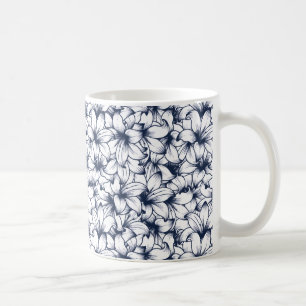 Caneca De Café Padrão de Tinta Lily Flower Desenhada