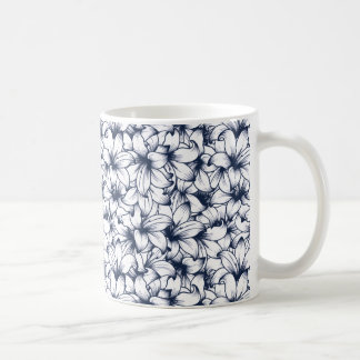 Caneca De Café Padrão de Tinta Lily Flower Desenhada