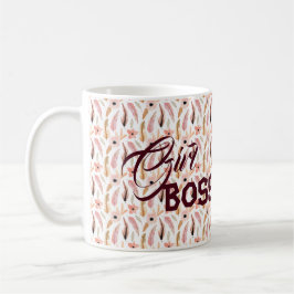 Caneca De Café Padrão de Tipografia do Chefe de Garota Floral Ros