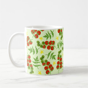 Caneca De Café Padrão de tomate sem costura. Impressão vegetal. V