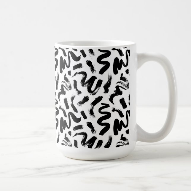Caneca De Café Padrão de Traço do Pincel de Tinta Preta (Direita)