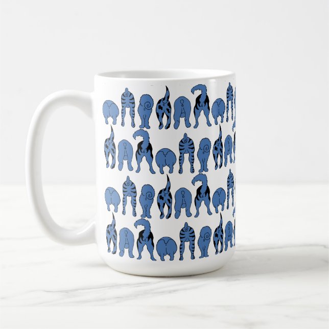 Caneca De Café Padrão de Traseros de Cachorro Azul (Esquerda)