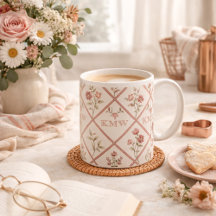 Padrão de Treliça Floral Rosa Personalizado Vintag