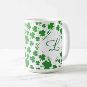 Caneca De Café Padrão de Trevo de 3 Folhas Verde Ombre