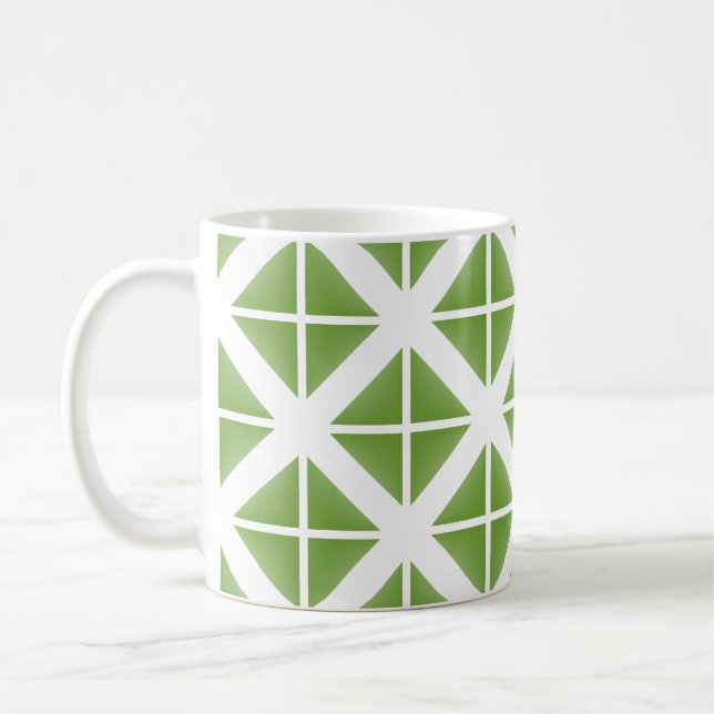 Caneca De Café Padrão de Triângulo de Tendência Verde (Esquerda)