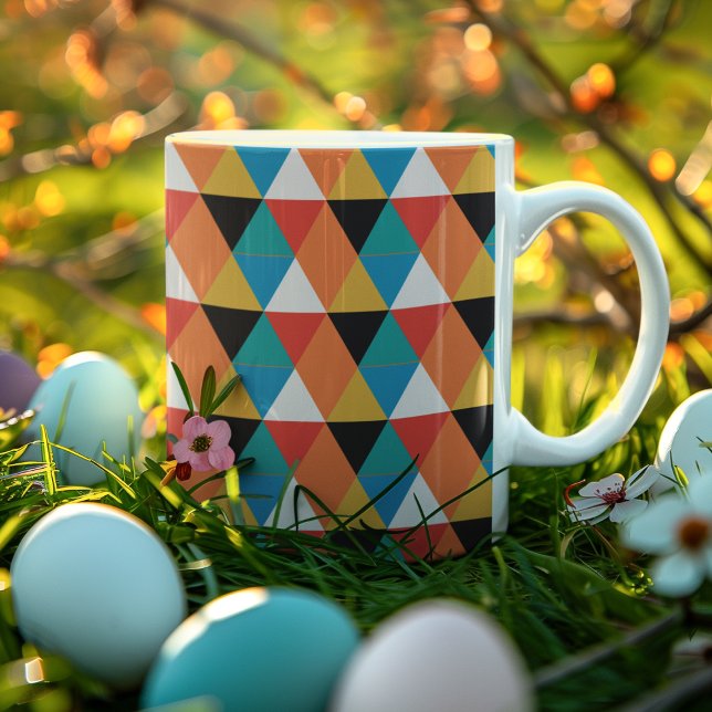 Caneca De Café Padrão de Triângulo Multicolorido (Mugs)