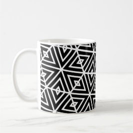 Caneca De Café Padrão de triângulos do Hexágono Negro Branco