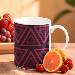 Caneca De Café Padrão de Triângulos Rosa