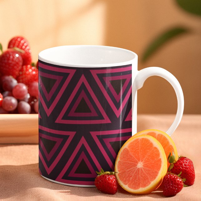 Caneca De Café Padrão de Triângulos Rosa (Mugs)