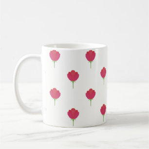 Caneca De Café Padrão de tulipa rosa bonita