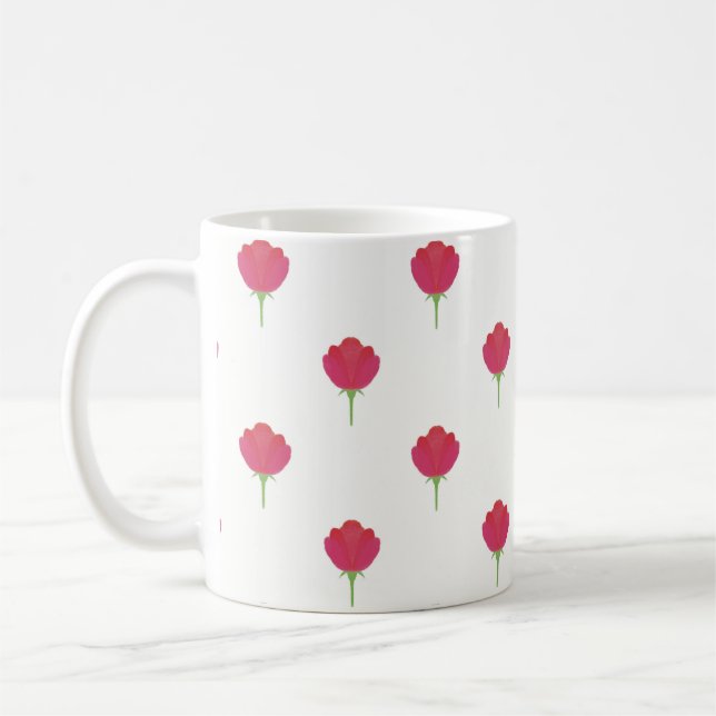 Caneca De Café Padrão de tulipa rosa bonita (Esquerda)