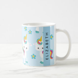 Caneca De Café Padrão De Unicórnios, Unicórnios Bonitos, Seu Nome