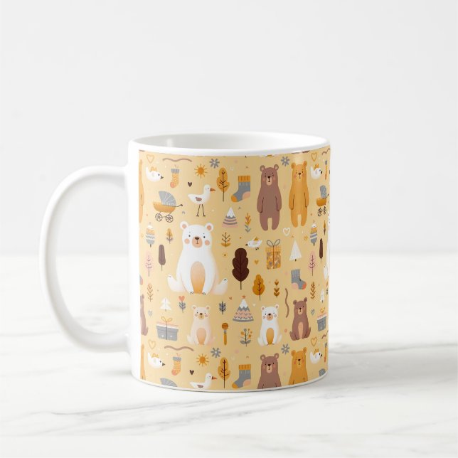 Caneca De Café Padrão de Urso Adorável (Esquerda)