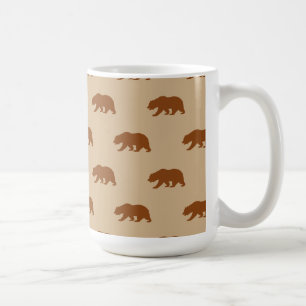 Caneca De Café Padrão de Urso Cinza Castanho e Saddle