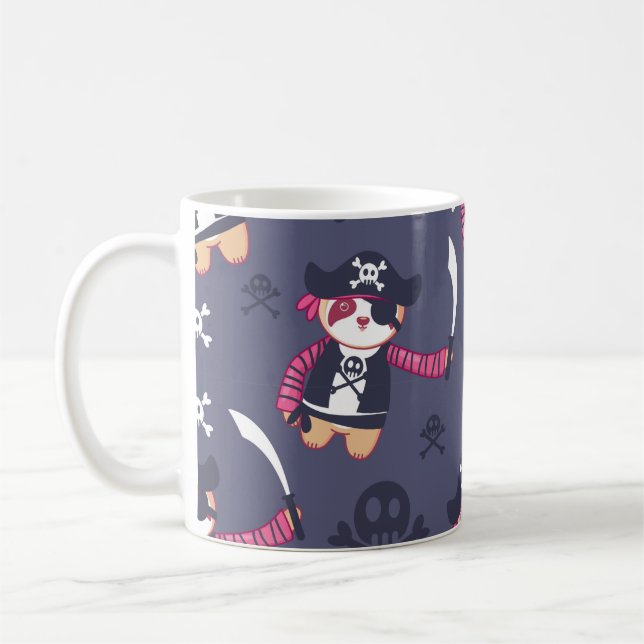 Caneca De Café Padrão de Urso Panda Pirata Fofo (Esquerda)