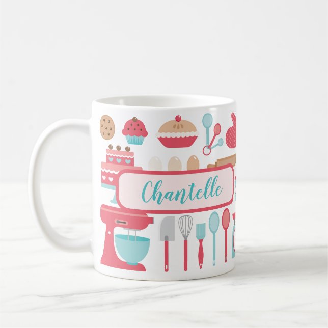 Caneca De Café Padrão de utensílios de cozinha para panificação d (Esquerda)
