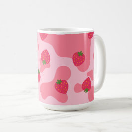 Caneca De Café Padrão de Vaca de Morango Cute Kawaii