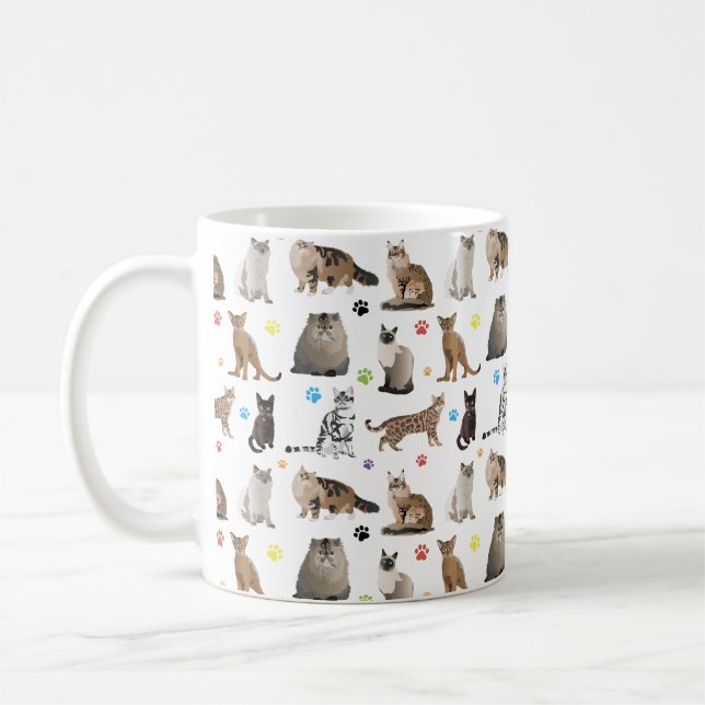 Caneca De Café Padrão de vários gatos (Esquerda)