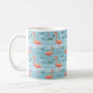 Caneca De Café Padrão de Verão de Flamingo