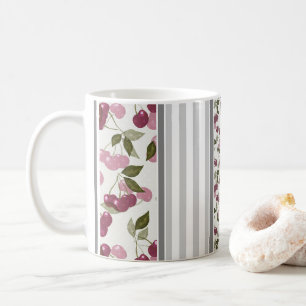 Caneca De Café padrão de verão de listras de tecido multicolorido