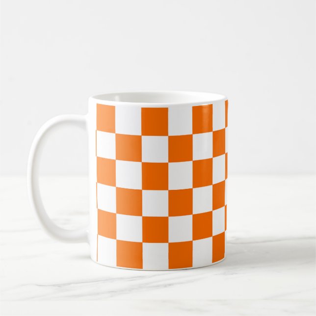 Caneca De Café Padrão de Verificação Branco Laranja (Esquerda)